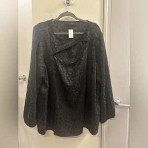 Lane Bryant Blouse Top Women’s 24 Leopard Black Cutout Long Sleeve